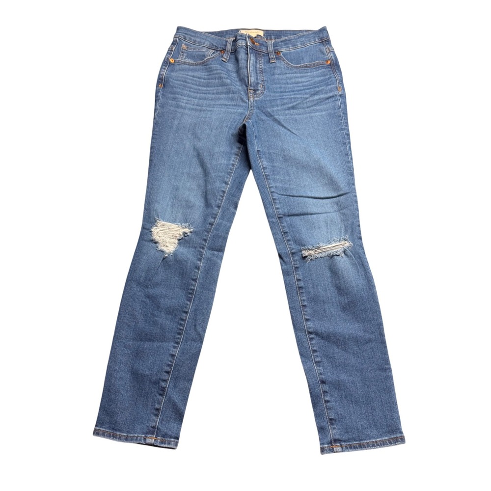 Madwell 9 High Rise Skinny Crop Jeans Distressed Medium Wash Size 27